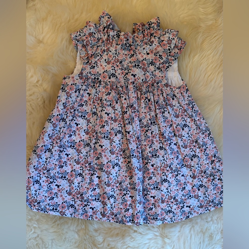 Janie and Jack Pink and Navy Floral Ruffled Dress